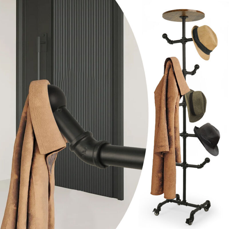 Retail Hat Display Rack Floor-standing Coat Hat Retail Display Rack Industrial Pipe Design 10 ...
