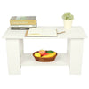 2 Tier Coffee End/Side Table Modern White Design with Storage Shelf Living Room