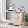 Folding Computer Desk Wheeled PC Laptop Table Writing Workstation with 3 Drawers