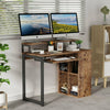 Tribesigns Computer Desk with Shelves & Monitor Riser Brown Office Working Table