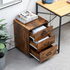 3 Drawer File Cabinet Mobile Office Cabinet with Wheels File Folder Rustic Brown
