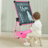 Pink Double-sided Easel Magnetic Drawing Board Whiteboard & Chalkboard For Kids