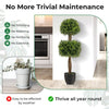 2PCS Artificial Boxwood Topiary Ball Tree Faux Potted Double Ball Boxwood Plant