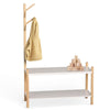 Wooden Shoe Rack With Coat Stand Shoe Storage Rack For Hallway White MDF Wood