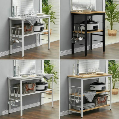 Kitchen Organizer Cutlery Storage Shelf Microwave Oven Holder Rack Metal Wood UK