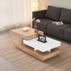 Rotating Gloss Coffee Table In White And Oak Effect with LED Light Center Table