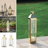 Stainless Steel Tall Glass Lanterns Floor Lantern Candle Tealight Holders Garden