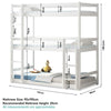 Triple Bunk Bed Pine Wood Kids Children High Sleeper 3Ft Single Bunk Beds Frame