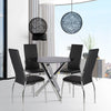 Modern Clear Glass Round Dining Table With Chrome Legs Kitchen Home Furniture