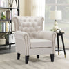 Chesterfield Single Linen Accent Armchair Wing Back Fireside Chair Rivet Sofa