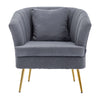 Modern Occasional Velvet Armchair Scallop Wing Back Chair with Golden Legs Sofa