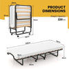 Folding Bed Rollaway Beds Portable Metal Guest Bed Memory Foam Mattress & Wheels