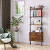 4 Tier Ladder Shelf Bookshelf Rack with 2 Drawers Cupboard Storage Display Unit