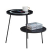 Black Glass Side End table Beside Table Round With LED Wireless Charging
