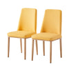 2 pcs Colorfull Faux Leather Dining Chairs Wood effect Metal Legs Dinning Room