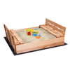 Outdoor Kids Sand Pit Ball Box Convertible Cedar Sandbox 2 Foldable Bench Seats