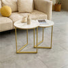 Elegant Minimalist Marble Nest of Table End Bedside Table with Sturdy Gold Frame