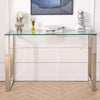 Modern Glass Slim Corner Side Console Table for Living Room Kitchen Narrow Space