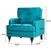 Luxury Blue Velvet Occasional Accent Chair Single Sofa Armchair Seat W/ 2 Wheels