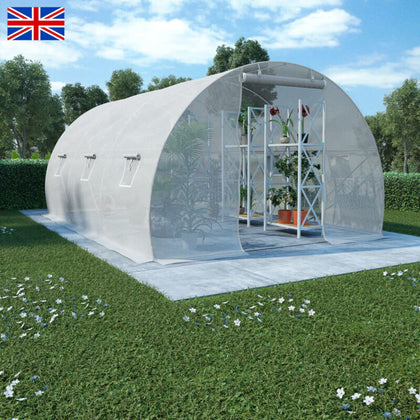 Reinforced Steel Walk-in Polytunnel Greenhouse with Door and Windows (6 Sizes)