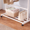 Wooden Clothes Rail Rack Garment Hanging Display Coat Storage Shelf Stand Wheels
