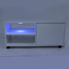 White Coffee Table with LED Light & Drawers Wheels Living Room Office Furniture