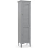 5-Tier Bathroom Tall Cabinet Slim Freestanding Storage Organizer Cupboard 2 Door