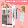 Children Armoire Dresser Kids Wooden Hanging Dress Up Wardrobe with Mirror