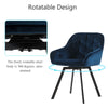 2 x Rotatable Dining Chairs Padded Velvet Seat Metal Legs Swivel Kitchen Modern