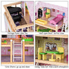 Wooden Kids 3 Storey Doll House With Furniture Accessories Mansion Playhouse Toy