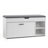 Mondeer Shoe Bench Shoe Cabinet with Seat Storage and Flip-up Drawer White Grey