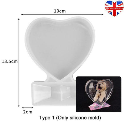 DIY Resin Mould Love Heart Rectangular Photo Frame Silicone Mold Valentine Gift