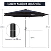 300 cm Solar Patio Umbrella 112 LED Lighted Umbrella Outdoor Table Umbrella