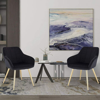 Set of 1 Dining Chair Velvet Seat Metal Legs Kitchen Chair Home Office