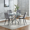 Set of 4 Grey Velvet Dining Chairs Kitchen Dinning Room Metal Leg Padded Modern