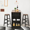 3PCS Bar Table & 2 Chairs Industrial Kitchen Dining Table Set with Side Storage