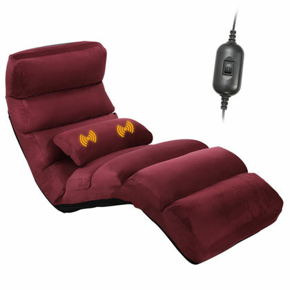 Folding Floor Sofa Massage 5 Positions Adjustable Lounger Sleeper Chair Seat