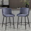 Set of 2 Bar Stools Velvet Modern Bar Chairs Metal Legs Home Kitchen Dining Room