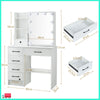 Dressing Table With Led Mirror, Drawers Vanity Table Makeup Desk Stool Set White