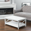 88cm White Coffee Table With Storage Rectangle Living Room Wooden Legs Furniture