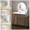 Dressing Table Set with 3-Mode LED Light Mirror Stool Vanity Wood Makeup Desk