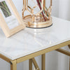 Real Marble Side End Table Golden Frame Nightstand Storage for Artworks Bonsai