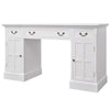 Double Pedestal Desk White 140x48x80 Home Office Study V7O4