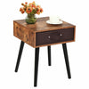 Industrial Nightstand Wooden Bedside Table Removable Fabric Drawer End Table