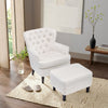 Luxury Antique Velvet Armchair Button Single Accent Chair Sofa With Footstool