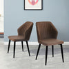 Pair Brown Faux Leather PU Dining Chairs Kitchen Dining Room Chairs Modern