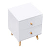 White Nightstand 2 Drawers Storage Wood Bedside Cabinet Small Side Table Bedroom