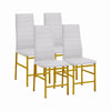 4pcs White Faux Leather Dining Chairs Golden Footrest Legs Kitchen Dining Room