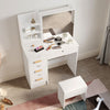 White Dressing Table Sliding Mirror 5 Drawer Stool Modern Makeup Desk Vanity Set