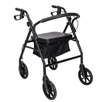 New Folding Rollator Disablity Aid Mobility Walker 4 Wheels with Seat Black